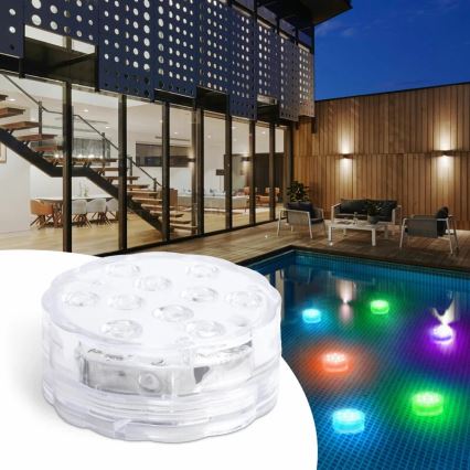 LED lampe til swimmingpool dæmpbar LED/3xAAA IP68 + fjernbetjening