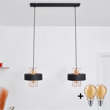 LED LED pendel VOLTA 2xE27/15W/230V sort/guldfarvet