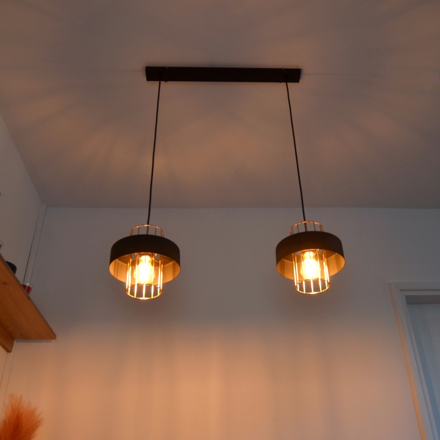 LED LED pendel VOLTA 2xE27/15W/230V sort/guldfarvet