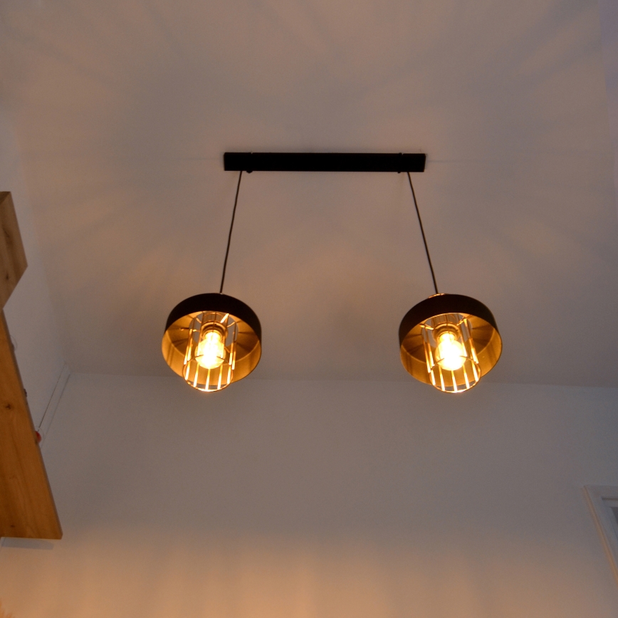 LED LED pendel VOLTA 2xE27/15W/230V sort/guldfarvet