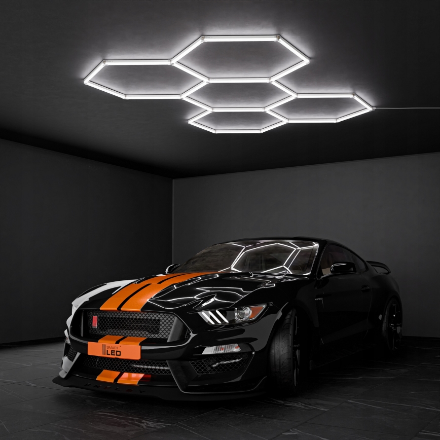 LED loftarmatur HEXAGON LED/192W/85-265V 6500K 298x209 cm CRI 90 IP54 hvid