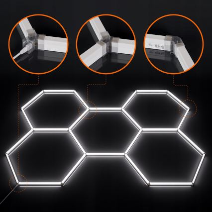 LED loftlampe HEXAGON LED/240W/85-265V 6500K 298x209 cm CRI 90 IP44 hvid