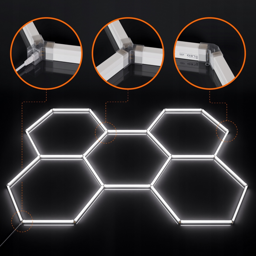 LED loftlampe HEXAGON LED/240W/85-265V 6500K 298x209 cm CRI 90 IP44 hvid
