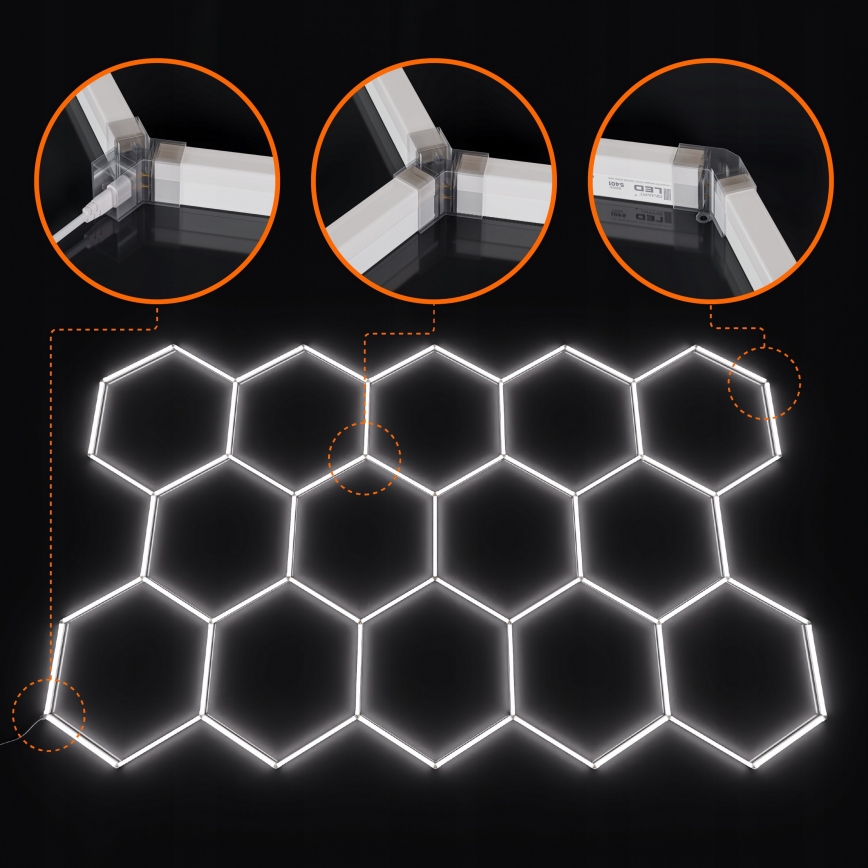 LED loftarmatur HEXAGON LED/456W/85-265V 4000K 522x298 cm CRI 90 IP54 hvid