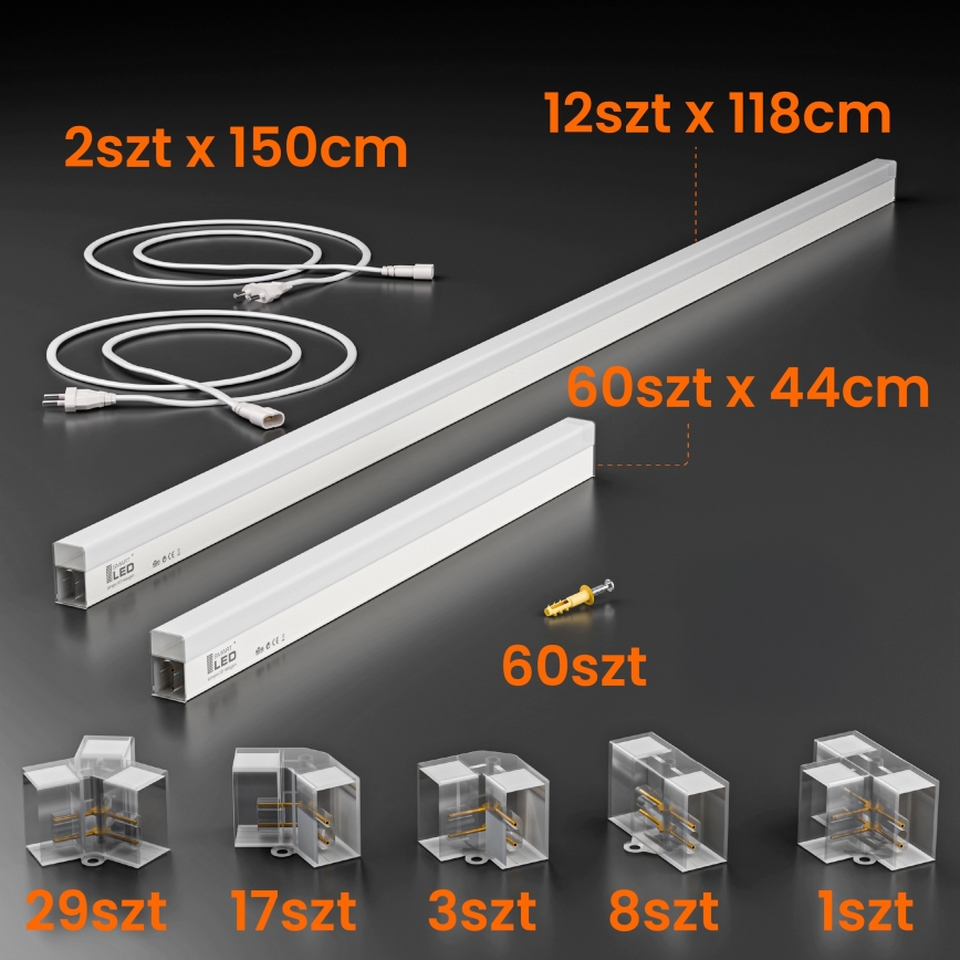 LED loftlampe HEXAGON LED/696W/85-265V 6500K 484x243 cm CRI 90 IP54 hvid
