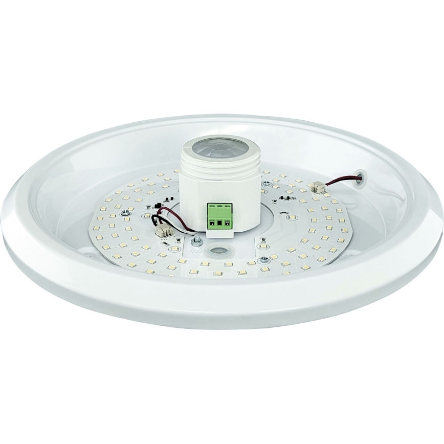LED loftlampe med bevægelses- og skumringssensor samt nødmodul MANA LED/12W/230V 1500 mAh Ø 29 cm hvid