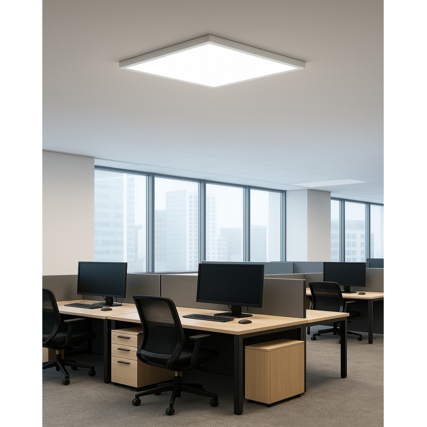 LED-loftlampe, 40 W, 230 V, 3000/4000/6500 K (vælgbar), 50 x 50 cm, hvid