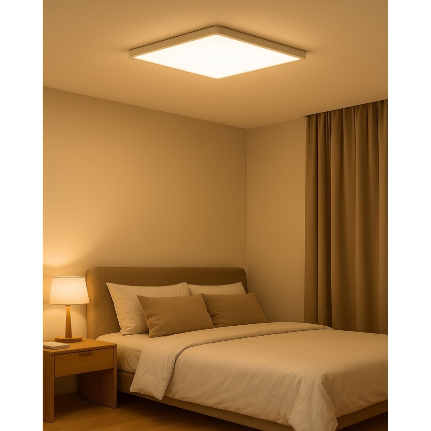 LED-loftlampe, 40 W, 230 V, 3000/4000/6500 K (vælgbar), 50 x 50 cm, hvid