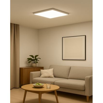 LED-loftlampe, 40 W, 230 V, 3000/4000/6500 K (vælgbar), 50 x 50 cm, hvid