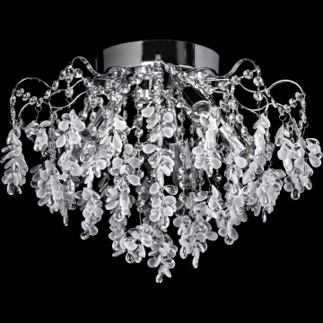 LED loftlampe 4xE27/60W/230V + 4xLED/3W diameter 40 cm skinnende krom