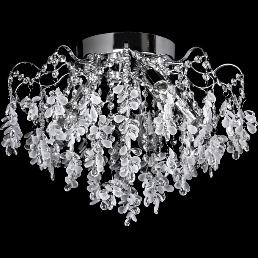 LED loftlampe 5xE27/60W/230V + 5xLED/3W diameter 50 cm skinnende krom