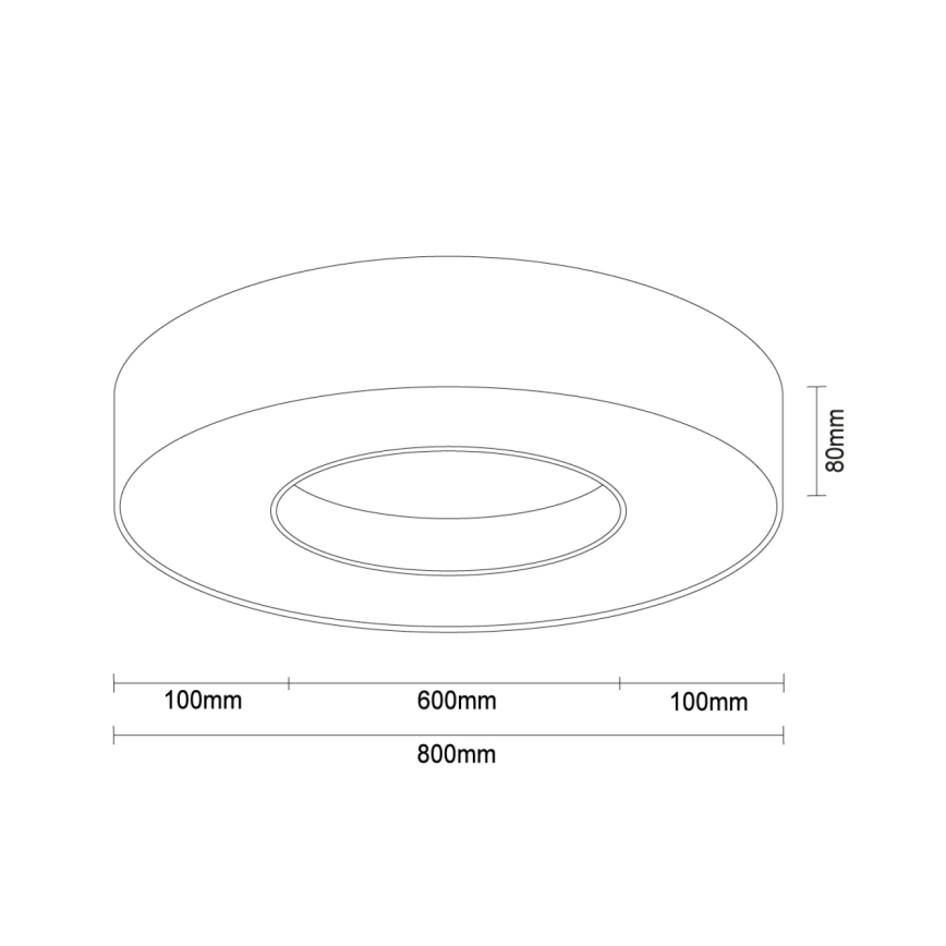 LED-loftlampe 80W/230V med tre farvetemperaturer 3000/4000/6500K, Ø 80 cm, hvid