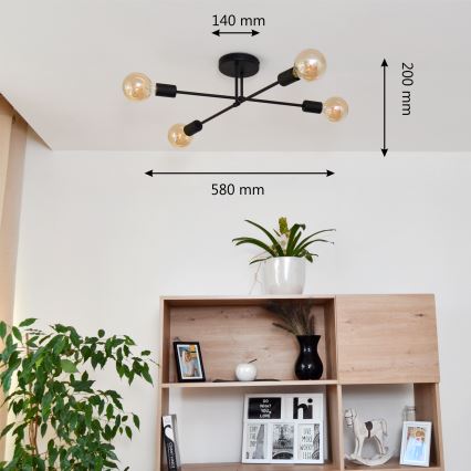 LED loftlampe CAMBRIDGE 4xE27/8W/230V sort