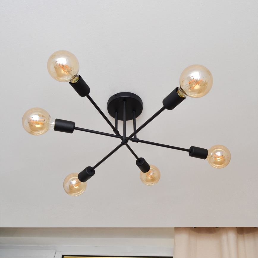 LED loftlampe CAMBRIDGE 6xE27/8W/230V sort