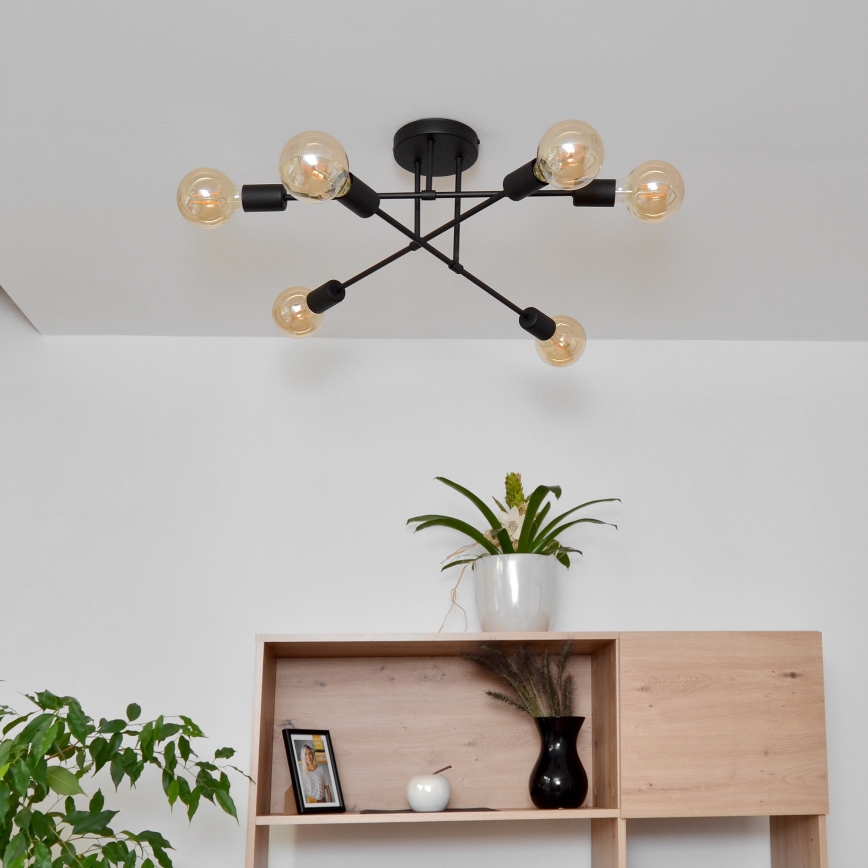 LED loftlampe CAMBRIDGE 6xE27/8W/230V sort