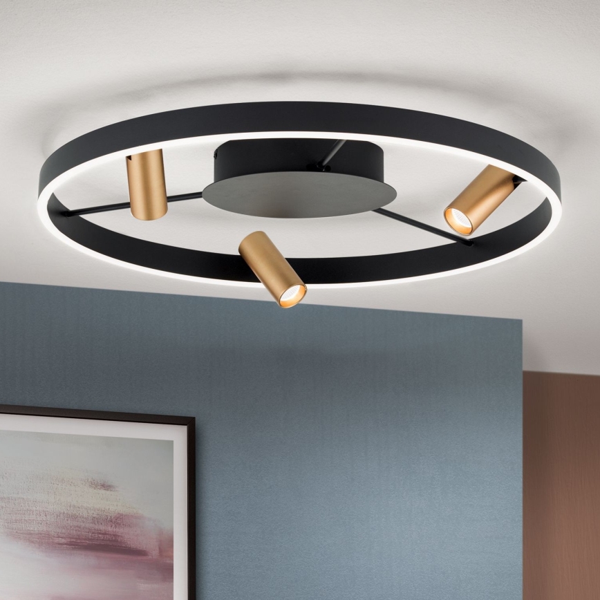 LED loftlampe dæmpbar BERLIN LED/50W/230V sort/guldfarvet