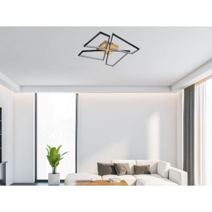 LED loftlampe dæmpbar LED/115W/230V 3000-6500K brun/sort + fjernbetjening