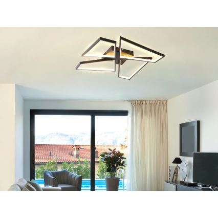 LED loftlampe dæmpbar LED/115W/230V 3000-6500K sort + fjernbetjening