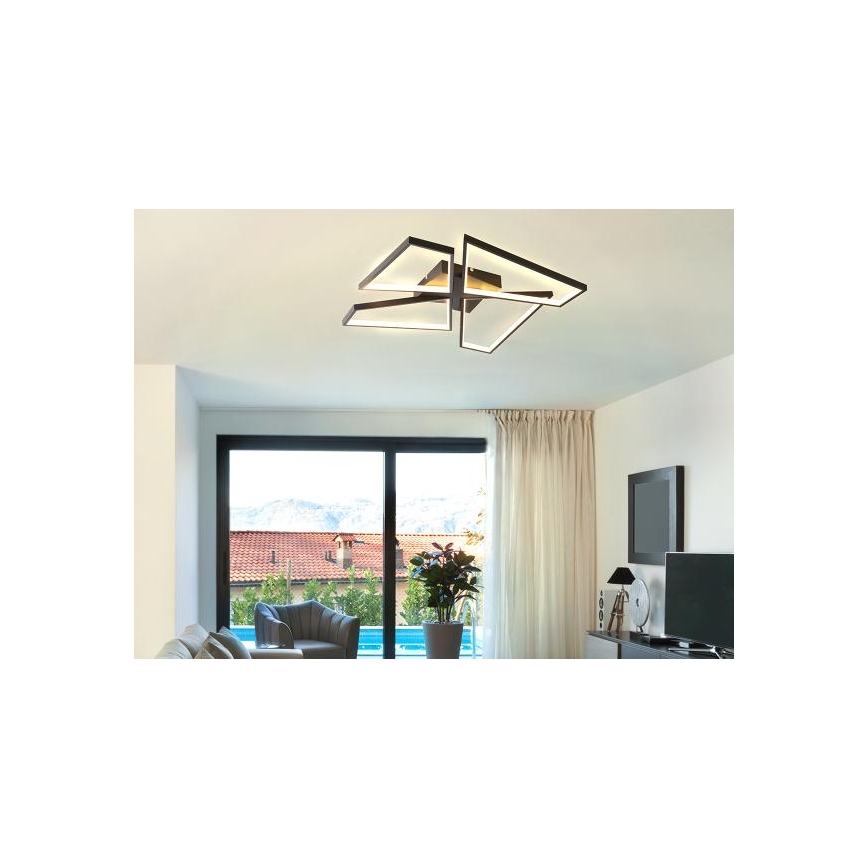 LED loftlampe dæmpbar LED/115W/230V 3000-6500K sort + fjernbetjening
