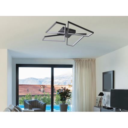 LED loftlampe dæmpbar LED/115W/230V 3000-6500K sort + fjernbetjening
