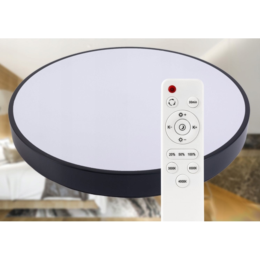 LED loftlampe dæmpbar LED/30W/230V 3000-6500K diameter 30 cm sort + fjernbetjening