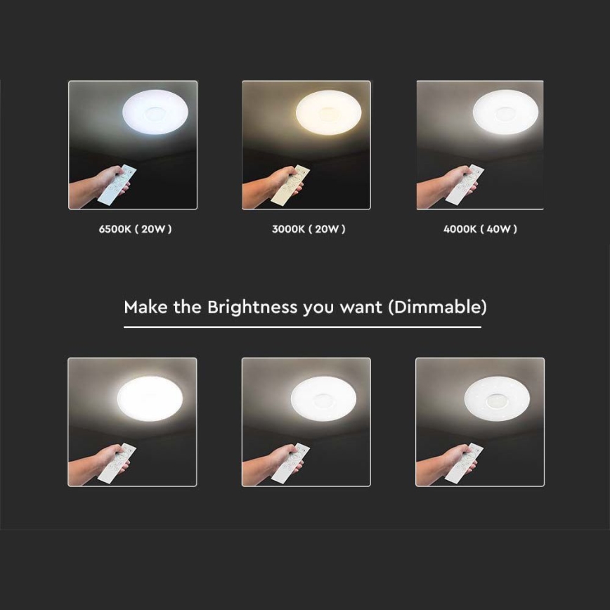 LED loftlampe dæmpbar LED/40W/230V 3000/4000/6500K + fjernbetjening
