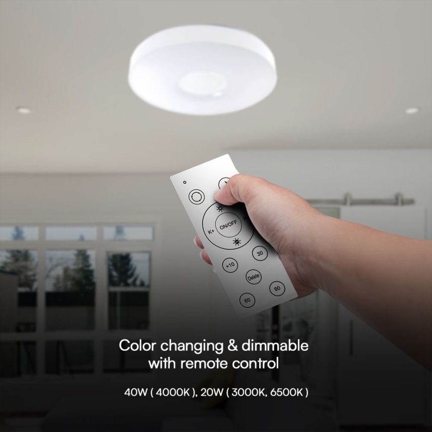 LED loftlampe dæmpbar LED/40W/230V 3000-6500K 39 cm hvid + fjernbetjening