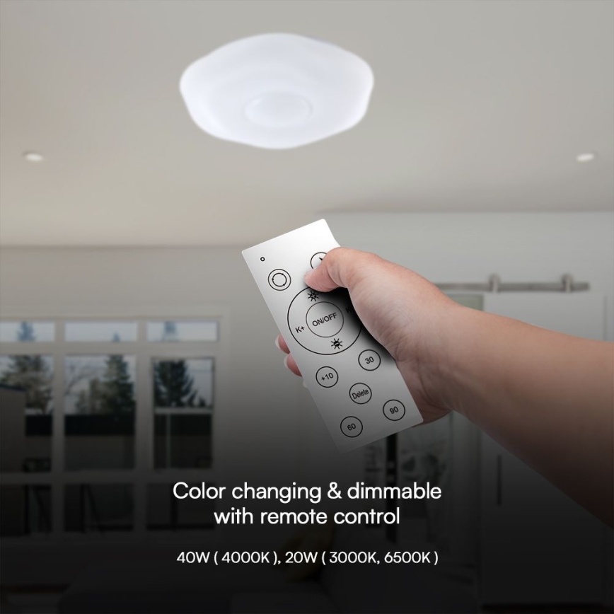 LED loftlampe dæmpbar LED/40W/230V 3000-6500K 40 cm hvid + fjernbetjening