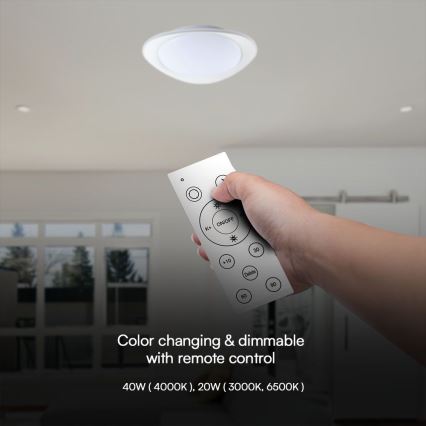 LED loftlampe dæmpbar LED/40W/230V 3000-6500K 45 cm hvid + fjernbetjening