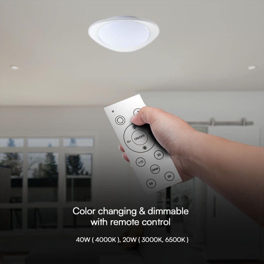 LED loftlampe dæmpbar LED/40W/230V 3000-6500K 45 cm hvid + fjernbetjening