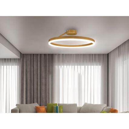 LED loftlampe dæmpbar LED/40W/230V 3000-6500K guldfarvet + fjernbetjening