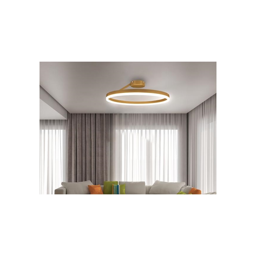 LED loftlampe dæmpbar LED/40W/230V 3000-6500K guldfarvet + fjernbetjening
