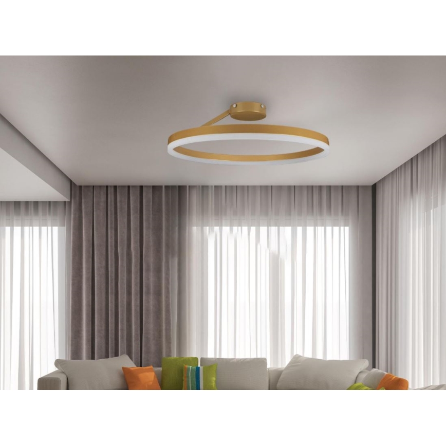 LED loftlampe dæmpbar LED/40W/230V 3000-6500K guldfarvet + fjernbetjening