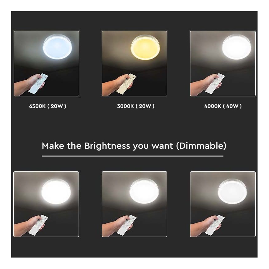 LED loftlampe dæmpbar LED/40W/230V 3000K/4000K/6500K + fjernbetjening