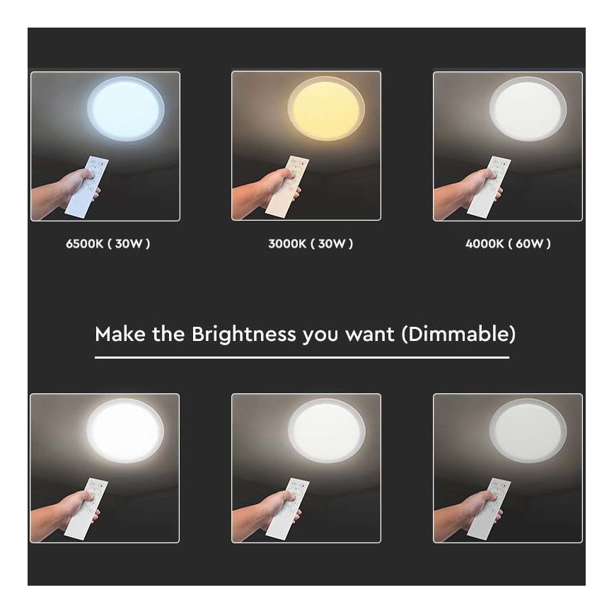 LED loftlampe dæmpbar LED/40W/230V 3000K/4000K/6500K + fjernbetjening