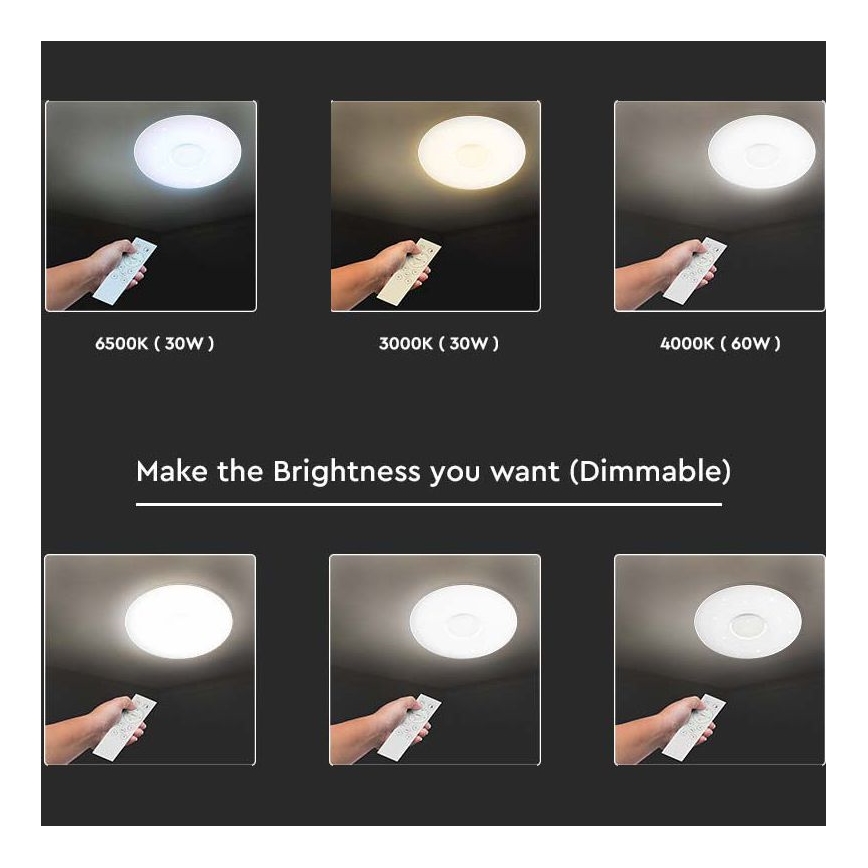 LED loftlampe dæmpbar LED/40W/230V 3000K/4000K/6500K + fjernbetjening