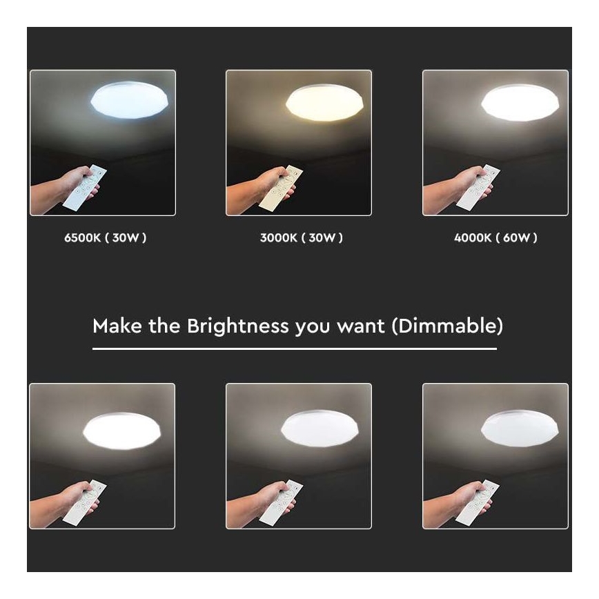 LED loftlampe dæmpbar LED/40W/230V 3000K/4000K/6500K + fjernbetjening