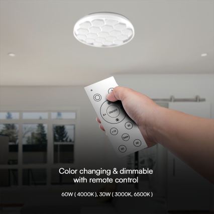 LED loftlampe dæmpbar LED/60W/230V 3000/4000/6500K + fjernbetjening
