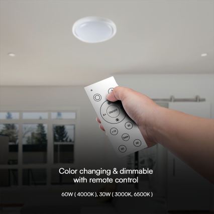 LED loftlampe dæmpbar LED/60W/230V 3000-6500K 49,2 cm hvid + fjernbetjening