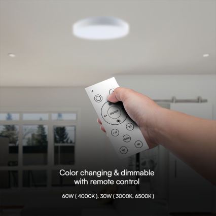 LED loftlampe dæmpbar LED/60W/230V 3000-6500K 49,5 cm hvid + fjernbetjening