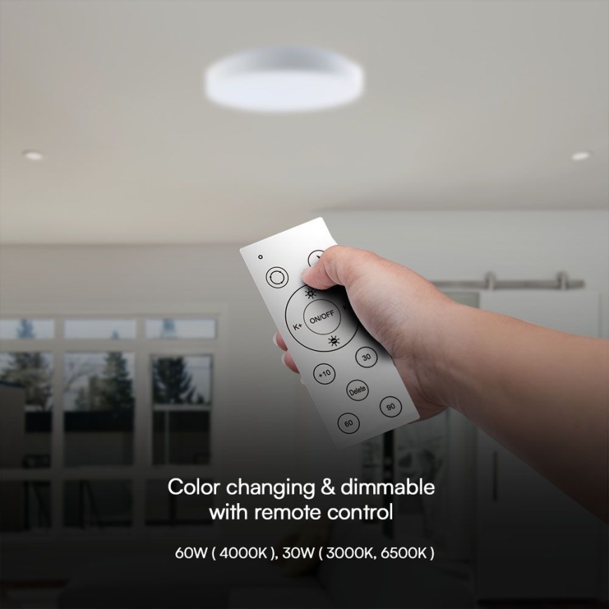 LED loftlampe dæmpbar LED/60W/230V 3000-6500K 49,5 cm hvid + fjernbetjening