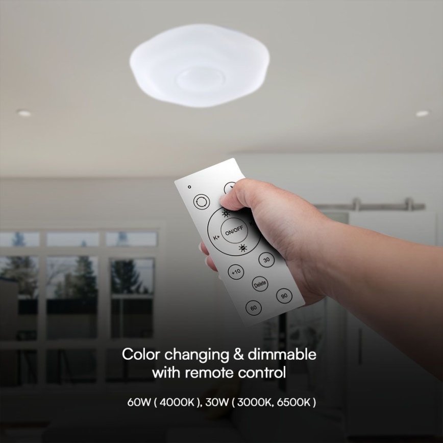 LED loftlampe dæmpbar LED/60W/230V 3000-6500K 50 cm hvid + fjernbetjening