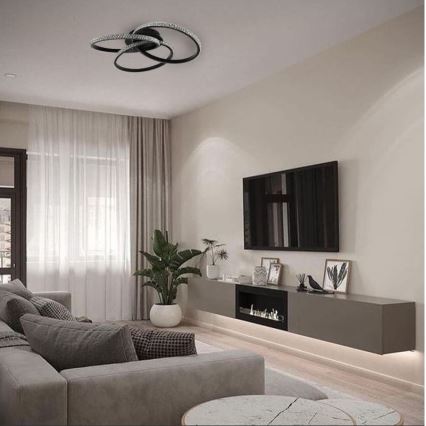 LED loftlampe dæmpbar LED/70W/230V 3000-6500K sort + fjernbetjening