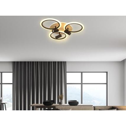 LED loftlampe dæmpbar LED/70W/230V 3000-6500K sort/brun + fjernbetjening