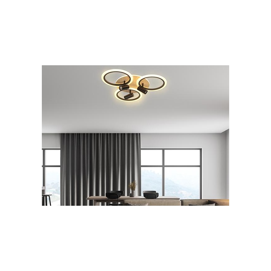 LED loftlampe dæmpbar LED/70W/230V 3000-6500K sort/brun + fjernbetjening