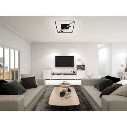 LED loftlampe dæmpbar LED/70W/230V 3000-6500K sort + fjernbetjening