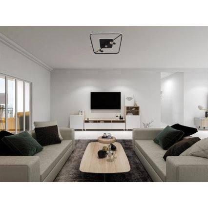 LED loftlampe dæmpbar LED/70W/230V 3000-6500K sort + fjernbetjening