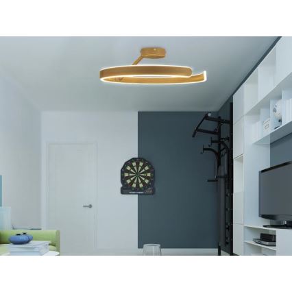 LED loftlampe dæmpbar LED/72W/230V 3000-6500K guldfarvet + fjernbetjening