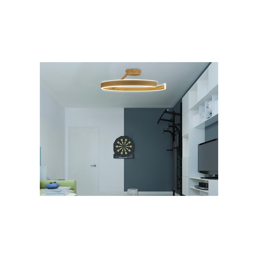 LED loftlampe dæmpbar LED/72W/230V 3000-6500K guldfarvet + fjernbetjening