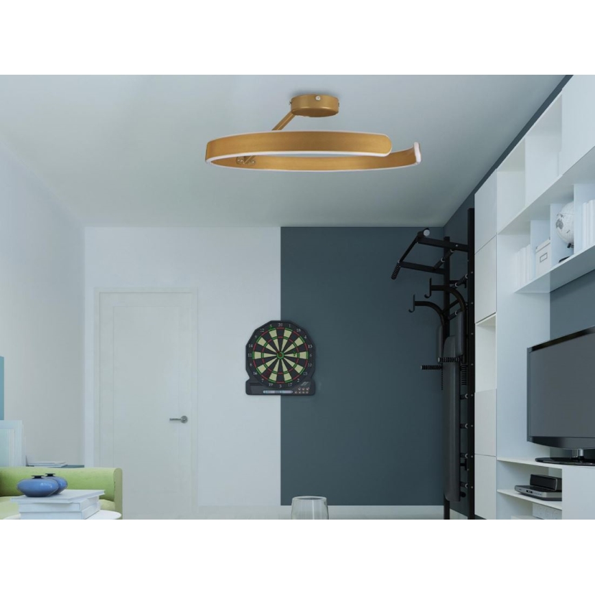 LED loftlampe dæmpbar LED/72W/230V 3000-6500K guldfarvet + fjernbetjening